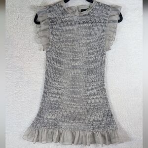 450-press Elegant Gray Ruffle Tunic‎